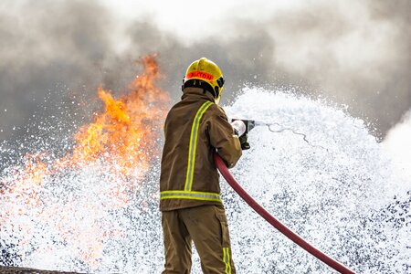 Fireman fighting fire